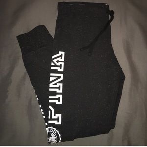 Pink black and white speckle sweats.